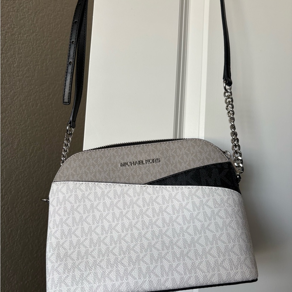 Michael Kors Monogram White and Black Crossbody Bag